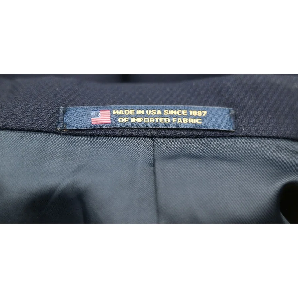 Hart Schaffner Marx Gold Trumpeter Mens Blazer Navy Blue 44L Sport Coat USA Made